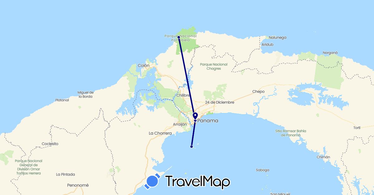 TravelMap itinerary: driving in Panama (North America)